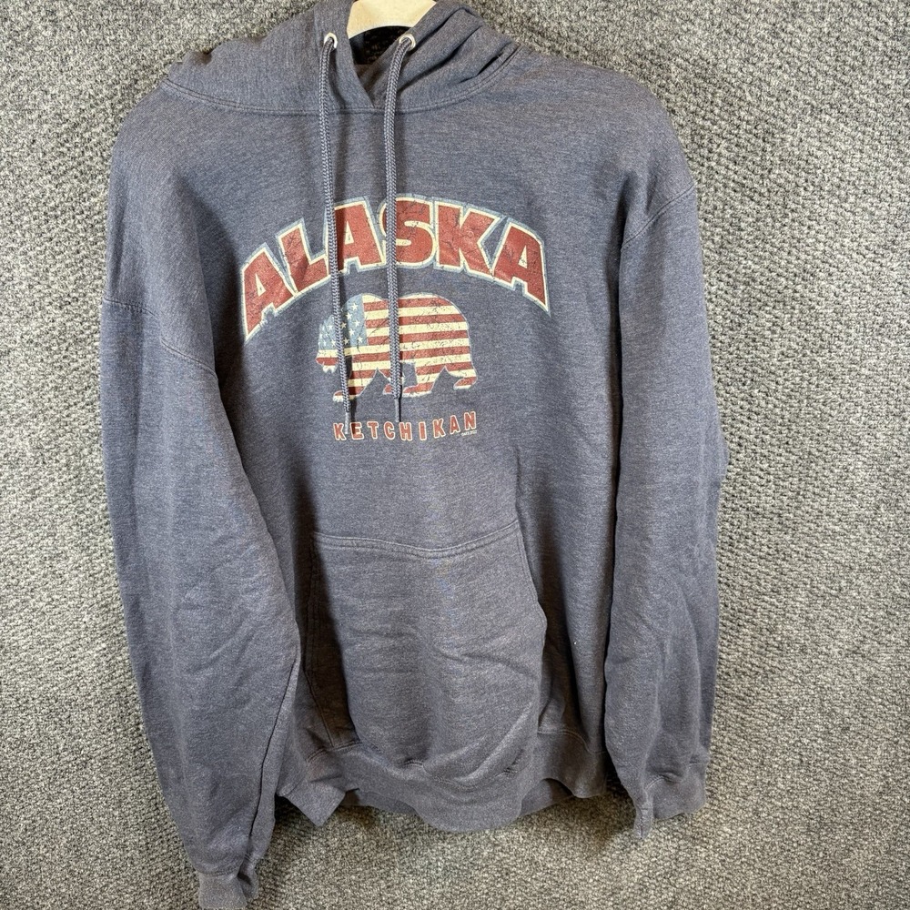 Port & Company Blue Ketchikan Alaska Graphic Hoodie, Men's L
